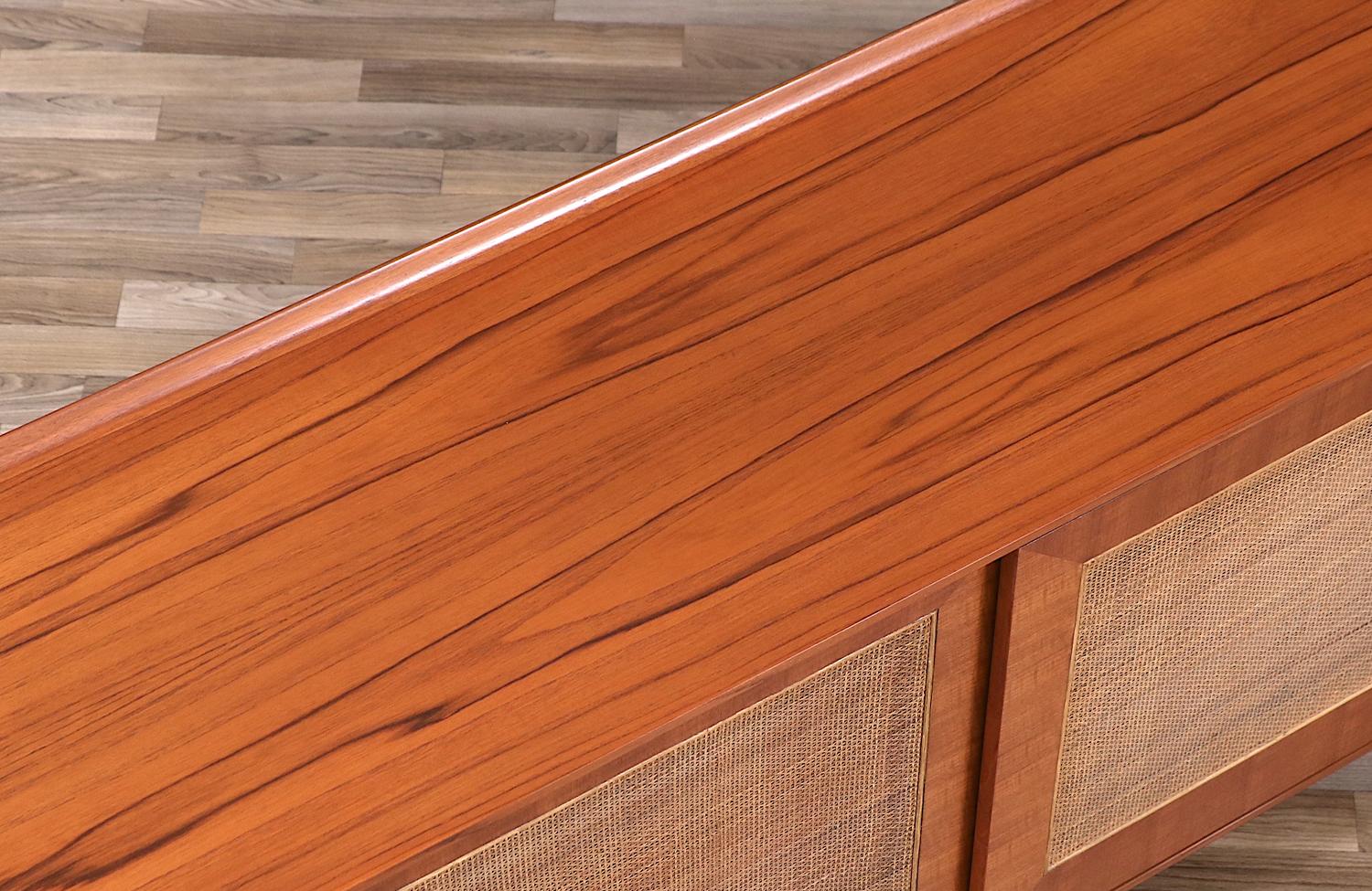 Expertly Restored - Finn Juhl Teak & Walnut Credenza with Cane Front Doors 3