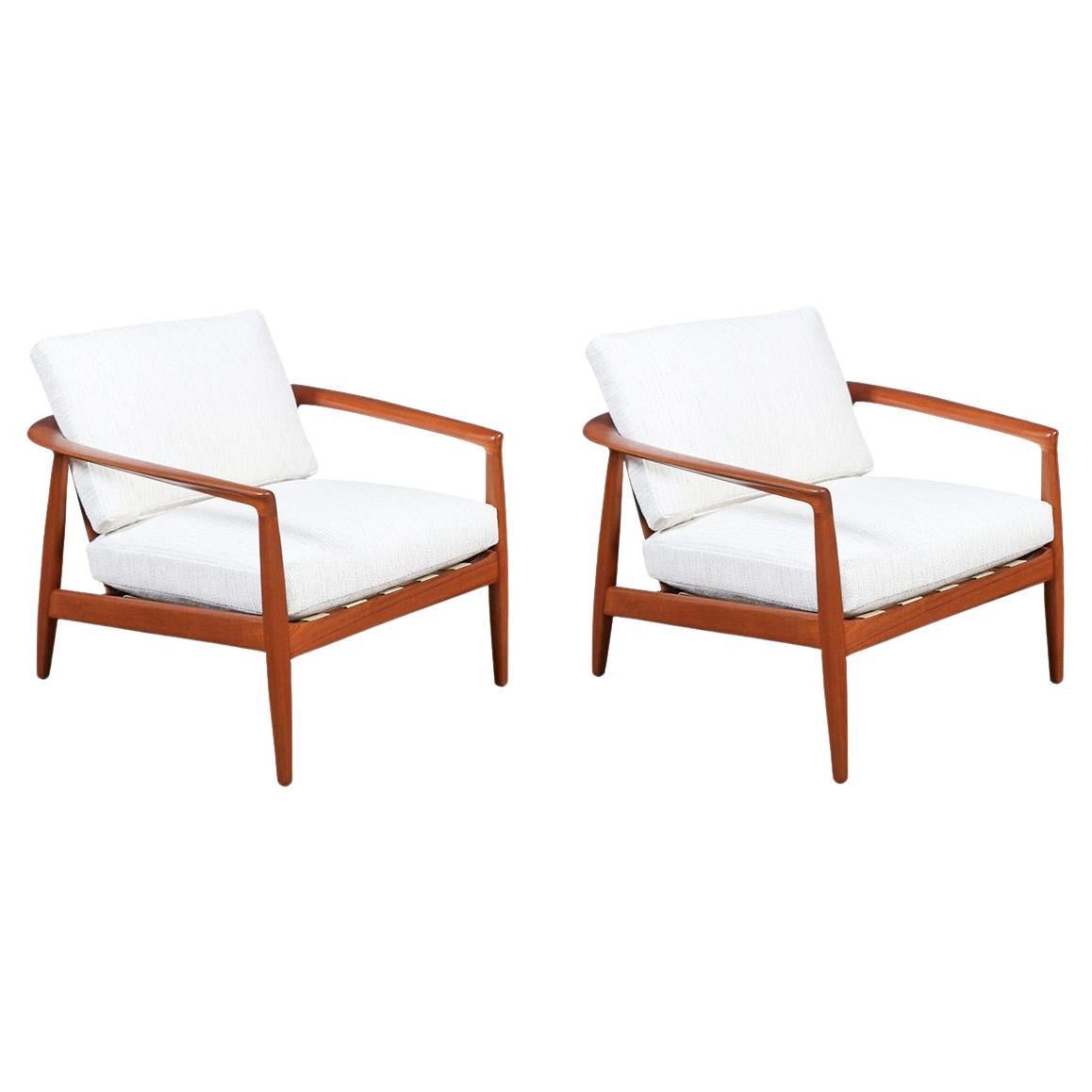 Expertly Restored - Folke Ohlsson Model 72-C Teak Lounge Chairs for Dux