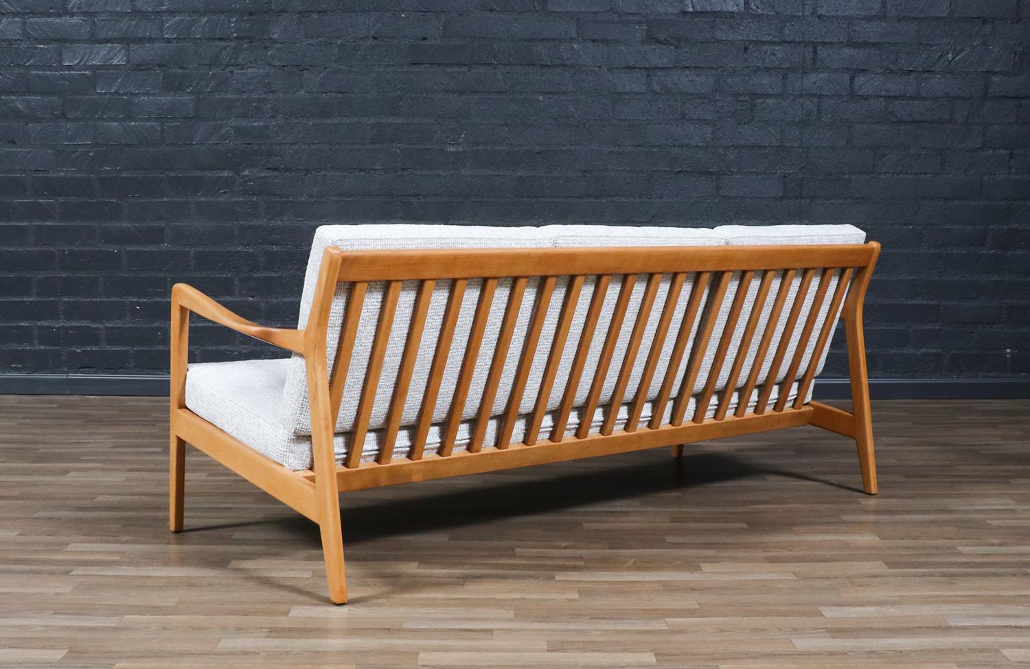 Scandinavian Modern Expertly Restored - Folke Ohlsson Model “Tema 1” Beechwood Sofa for Dux For Sale