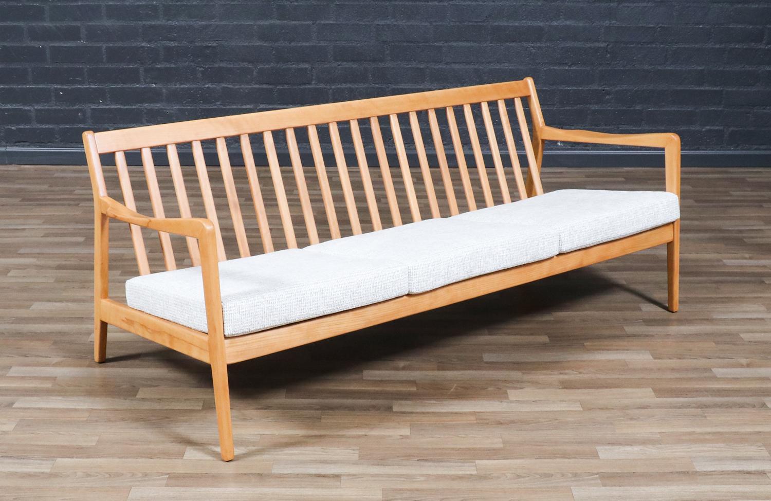 Mid-20th Century Expertly Restored - Folke Ohlsson Model “Tema 1” Beechwood Sofa for Dux For Sale