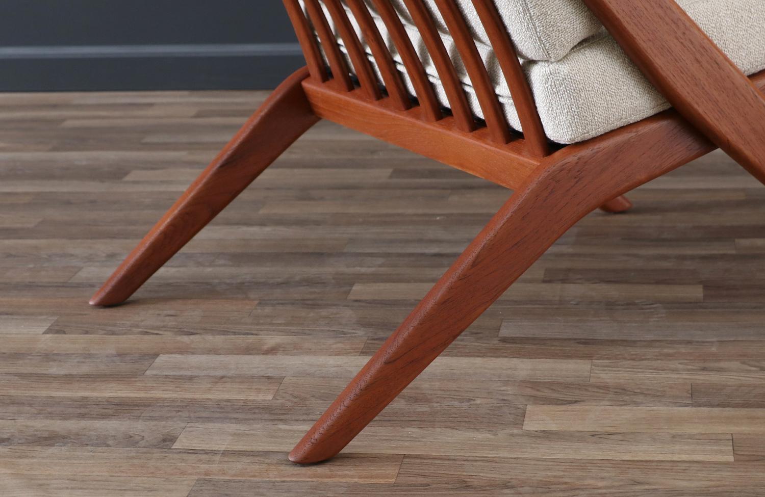 Expertly Restored - Folke Ohlsson Teak & Tweed “Scissor” Lounge Chairs for Dux For Sale 1