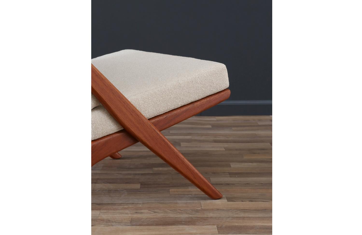 Expertly Restored - Folke Ohlsson Teak & Tweed “Scissor” Lounge Chairs for Dux For Sale 2