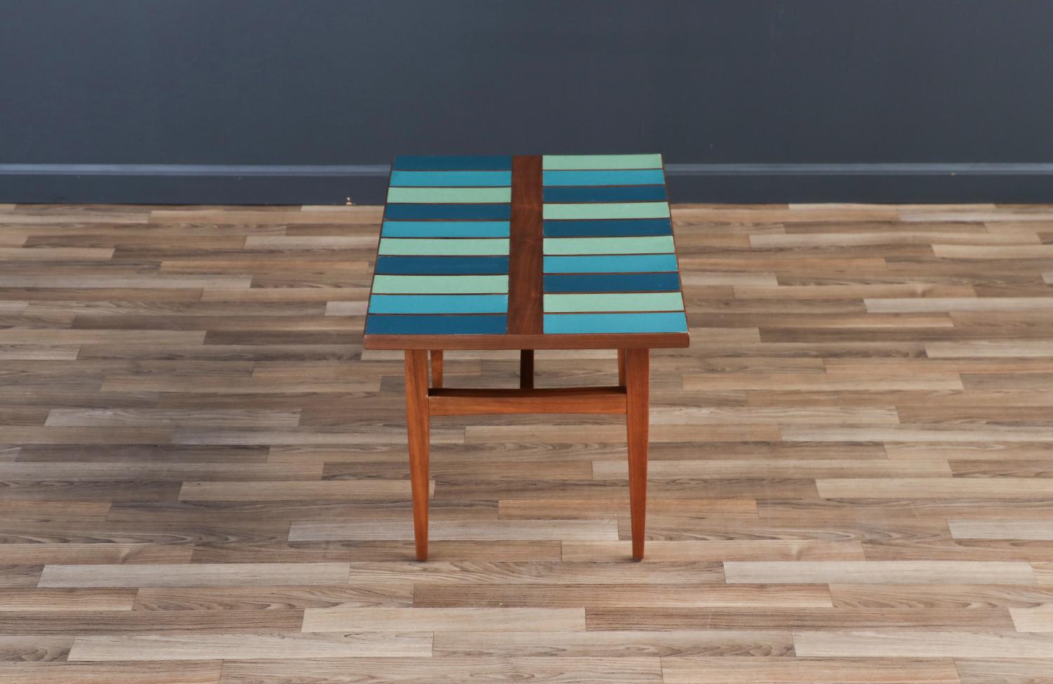 American Expertly Restored - Frank Rohloff Multi-Blue Color Top Coffee Table For Sale