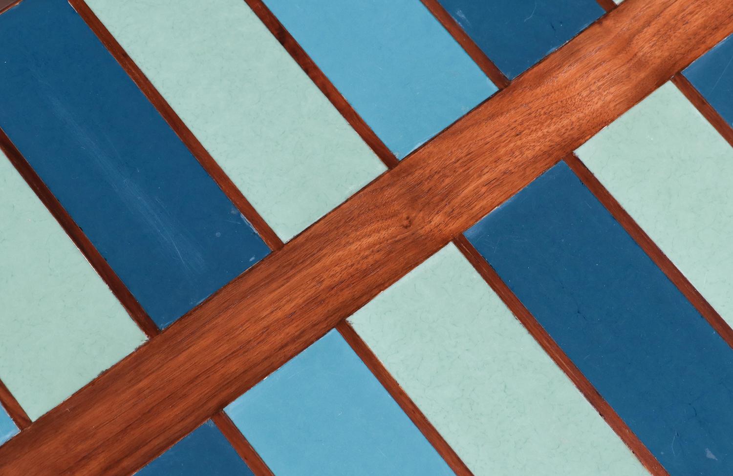 Expertly Restored - Frank Rohloff Multi-Blue Color Top Coffee Table For Sale 2