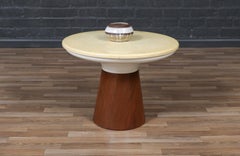 Fachmännisch restauriert - Frank Rohloff Tulip Beistelltisch aus Marmor und Nussbaumholz