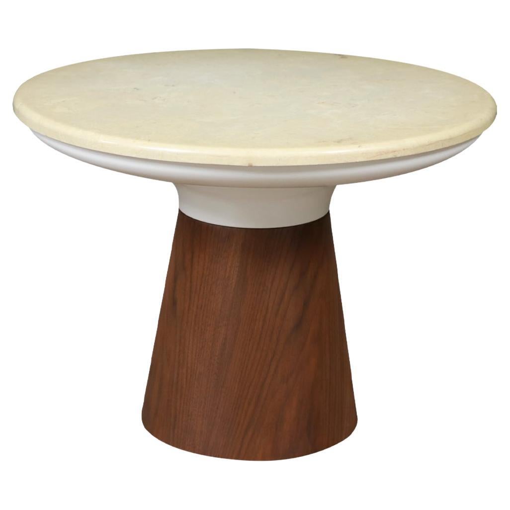 Expertly Restored - Frank Rohloff Tulip Marble & Walnut Side Table