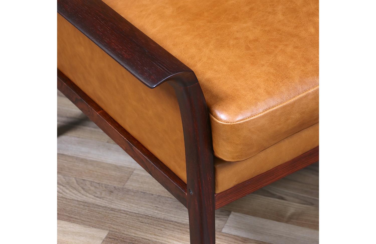 Fachmännisch restauriert - Fredrik A. Kayser Modell-934 Palisander & Leder Sofa im Angebot 5