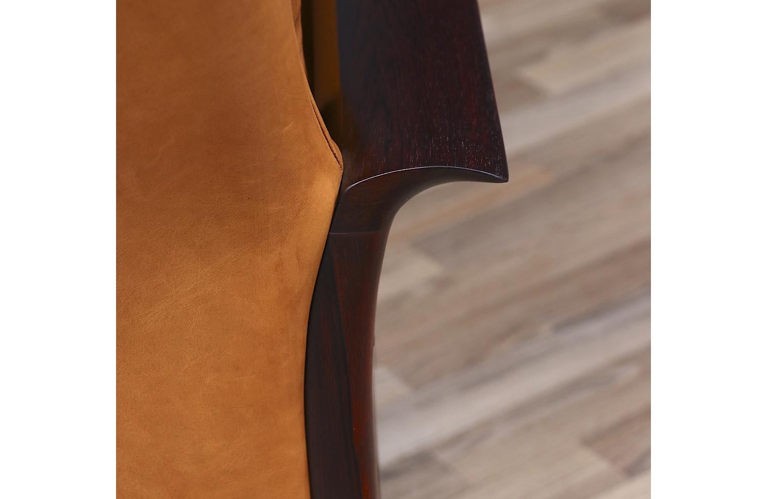 Fachmännisch restauriert - Fredrik A. Kayser Modell-934 Palisander & Leder Sofa im Angebot 8