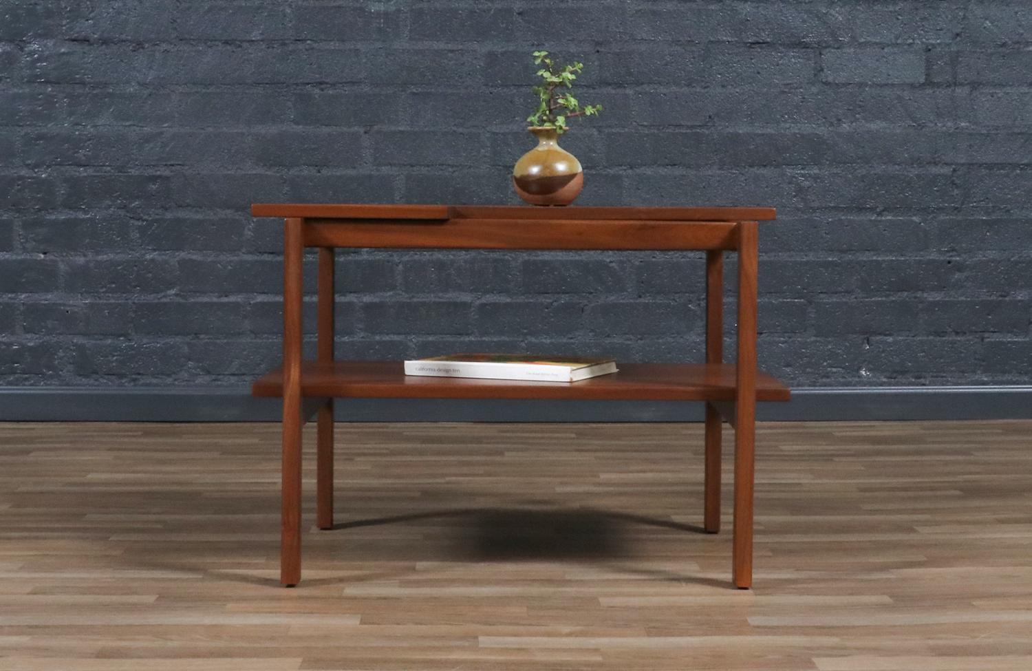 Wood Expertly Restored-Greta M. Grossman Side Table w/ Magazine Shelf for Glenn of CA For Sale