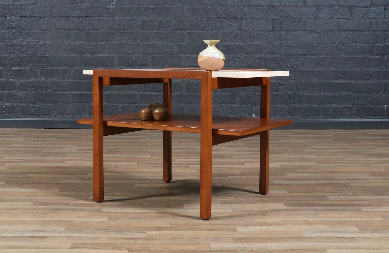 American Expertly Restored - Greta M. Grossman Side Table w/ Marble Top for Glenn of CA For Sale