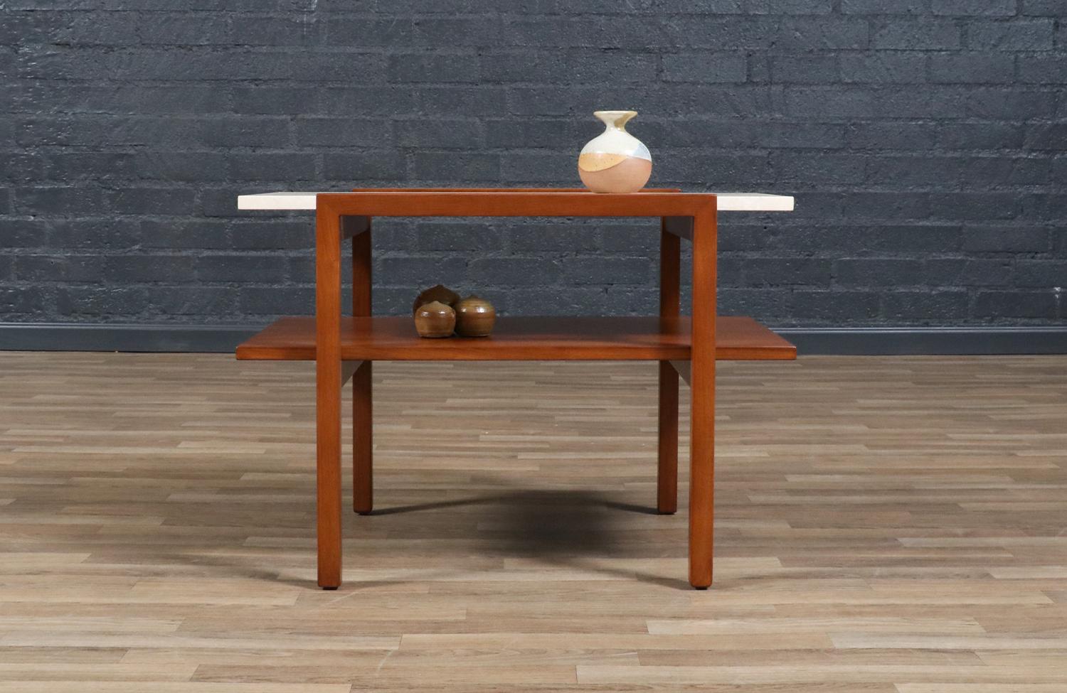 Mid-20th Century Expertly Restored - Greta M. Grossman Side Table w/ Marble Top for Glenn of CA For Sale