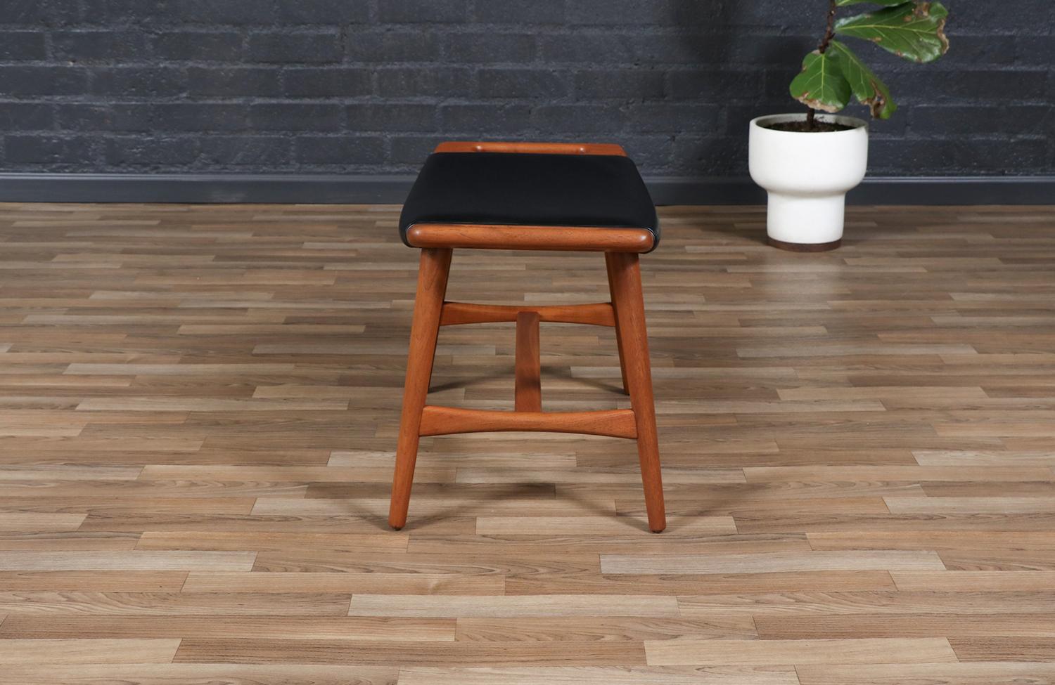 Danish Expertly Restored - Hans J. Wegner AP-30 Teak & Leather Ottoman for A.P. Stolen For Sale