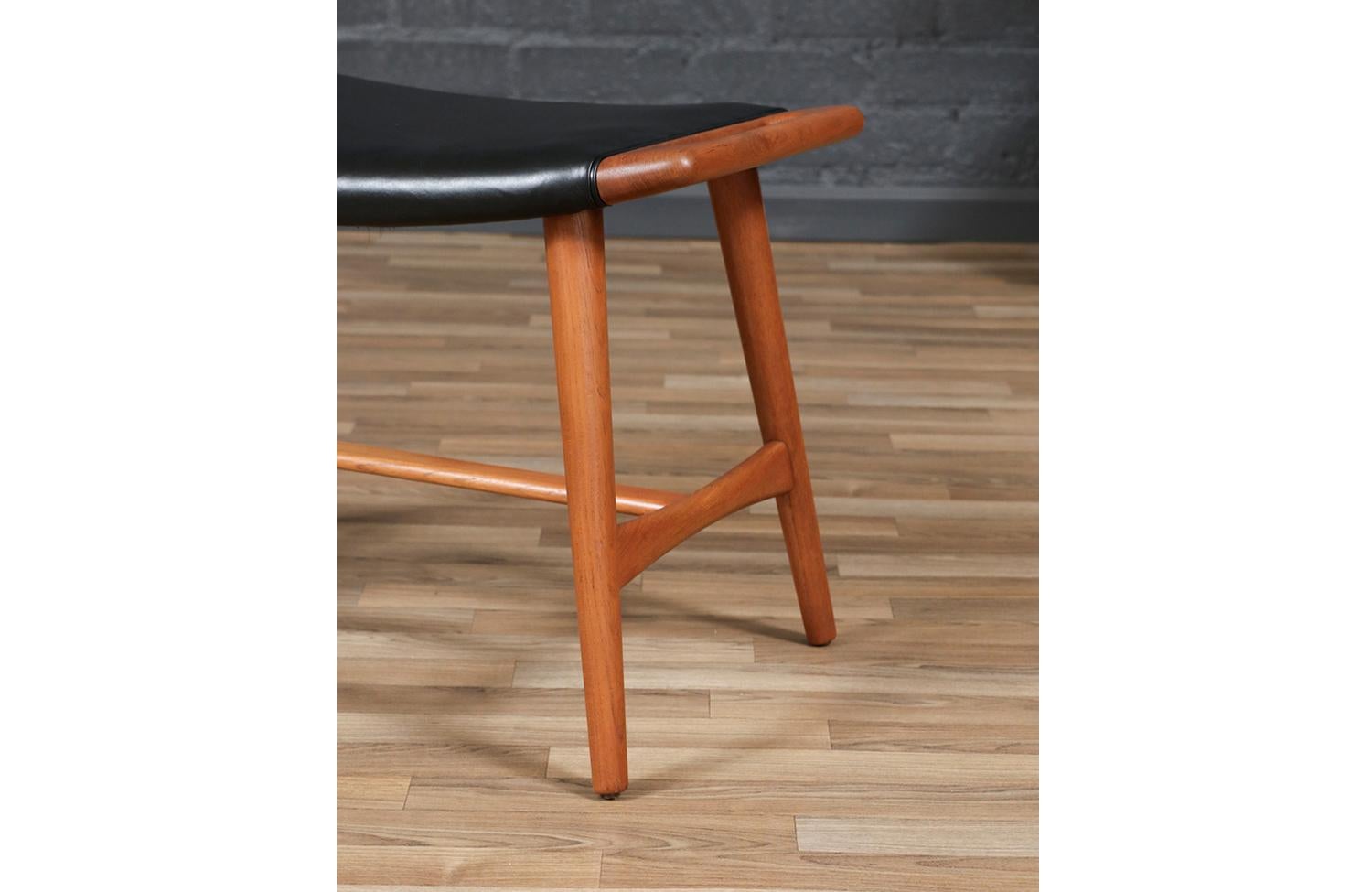Expertly Restored - Hans J. Wegner AP-30 Teak & Leather Ottoman for A.P. Stolen For Sale 2
