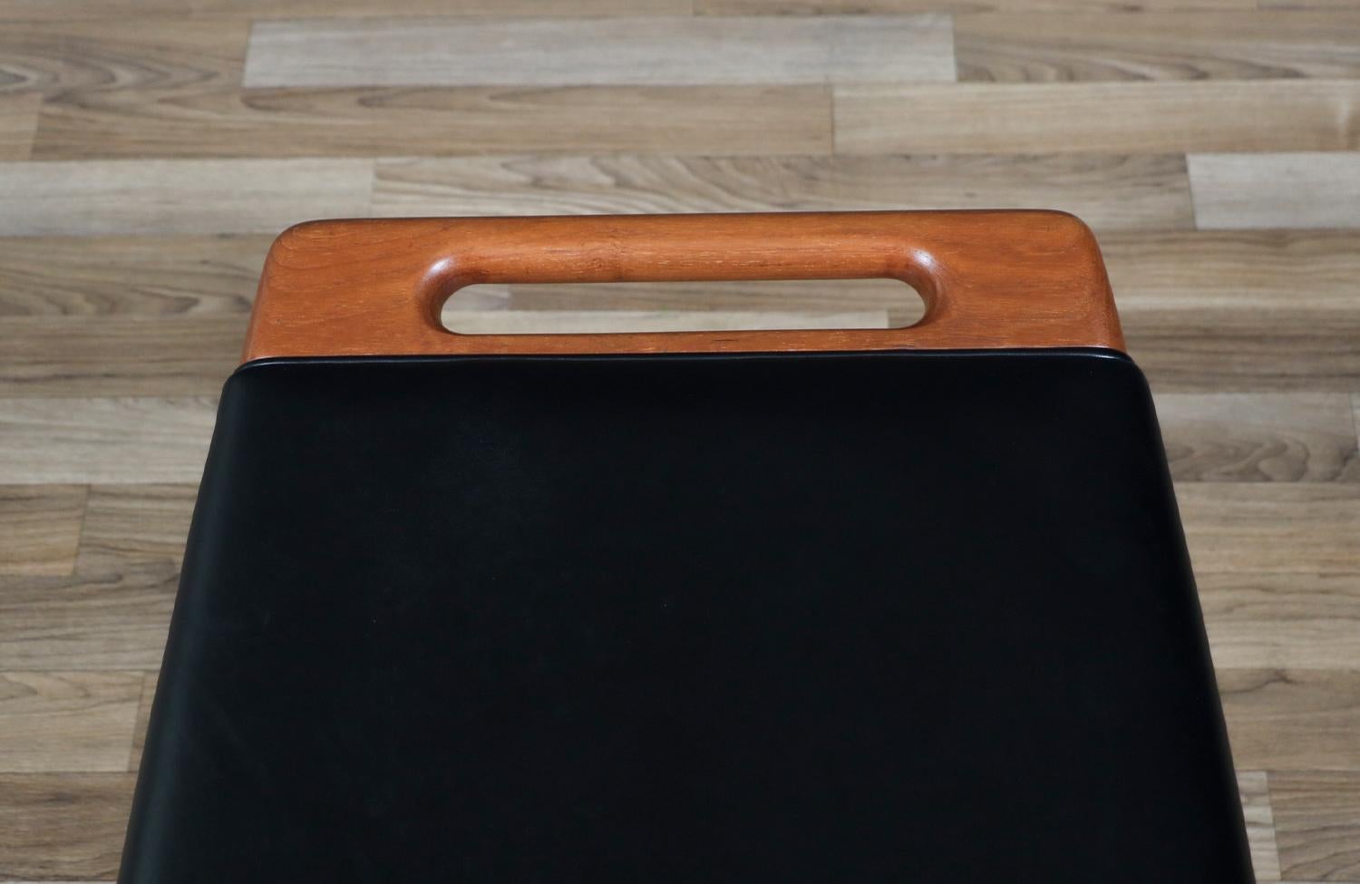 Expertly Restored - Hans J. Wegner AP-30 Teak & Leather Ottoman for A.P. Stolen For Sale 3
