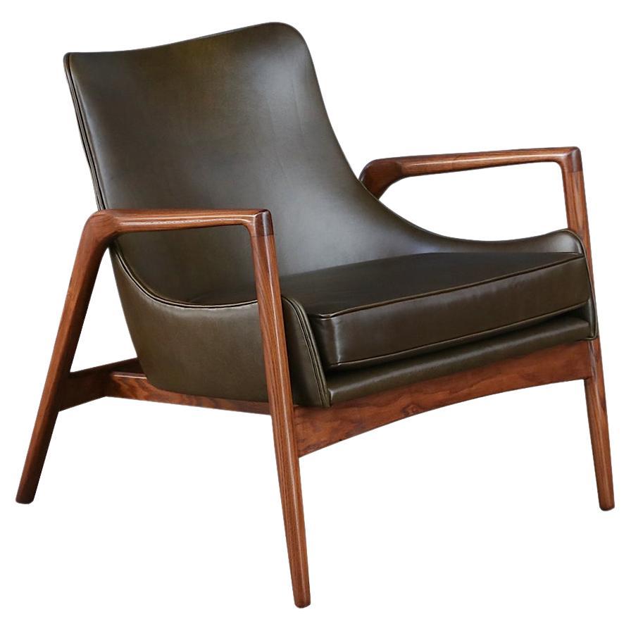 Expertly Restored - Ib Kofod-Larsen Leather Sculpted Lounge Chair for Selig