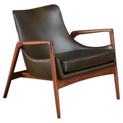 Expertly Restored - Ib Kofod-Larsen Leather Sculpted Lounge Chair for Selig