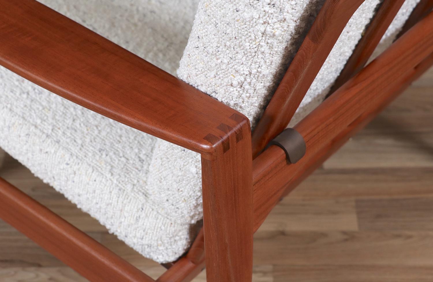 Mid-20th Century Expertly Restored - Illum WIkkelso Model-EK Boucle & Teak Lounge Chair