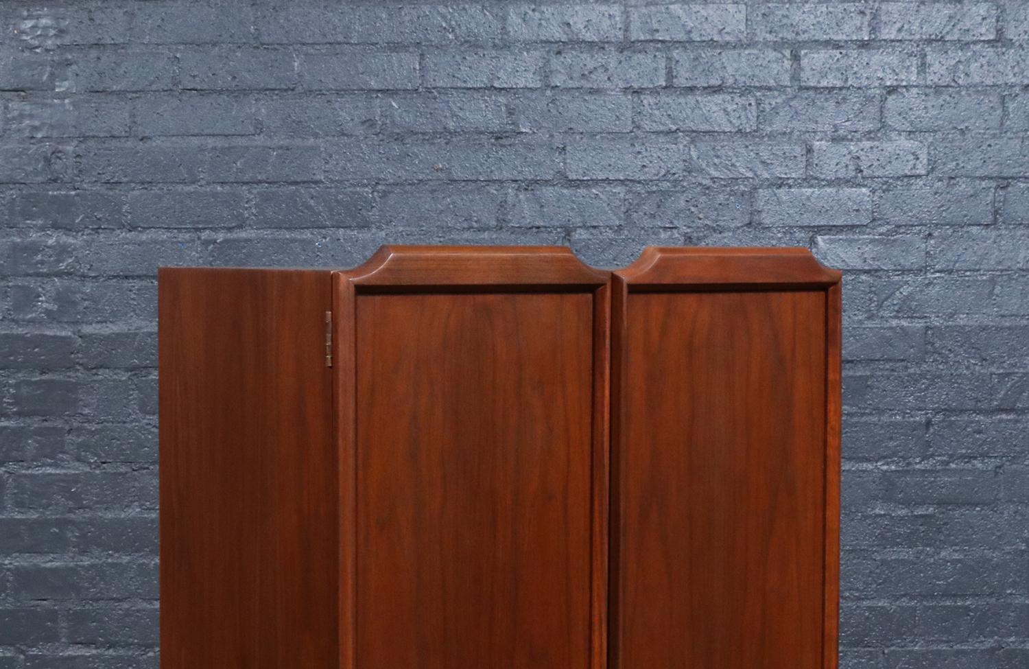 Mid-20th Century Expertly Restored-Jack Cartwright Gentlemen's Wardrobe Dressing Cabinet w/Mirror For Sale