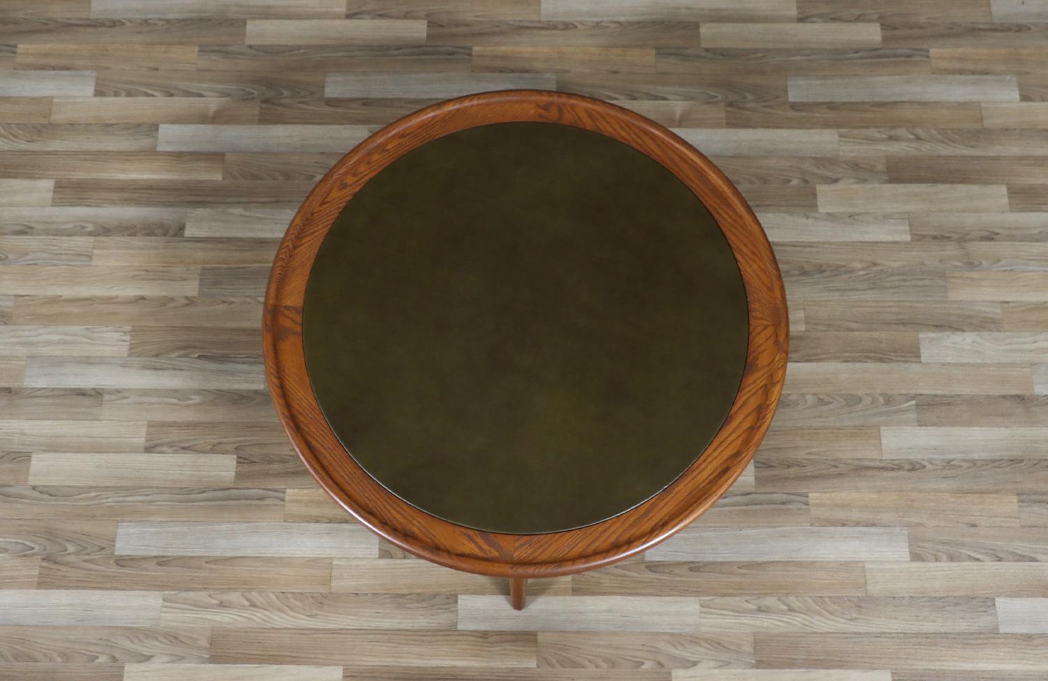 Expertly Restored - Jack Van der Molen Sculpted Oak & Leather Top Coffee Table For Sale 2