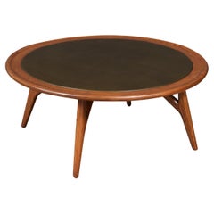 Expertly Restored - Jack Van der Molen Sculpted Oak & Leather Top Coffee Table
