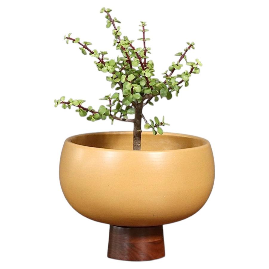 Vaso di John Follis "Floating Pottery" Modello-FB smaltato senape, sapientemente restaurato