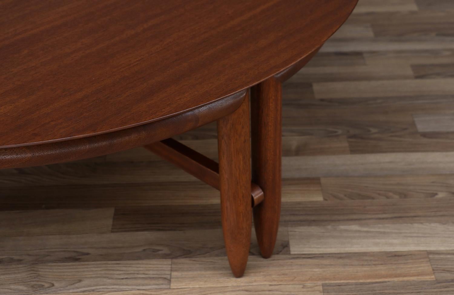 Expertly Restored - John Keal Mahogany Round Coffee Table for Brown Saltman 2