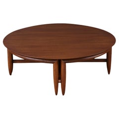Expertly Restored - John Keal Mahogany Round Coffee Table for Brown Saltman
