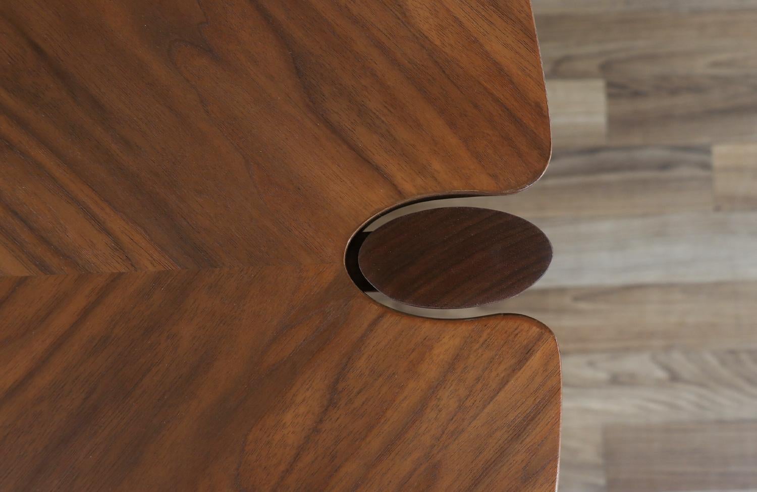Wood Expertly Restored - John Keal Sculpted Walnut Dining Table for Brown Saltman