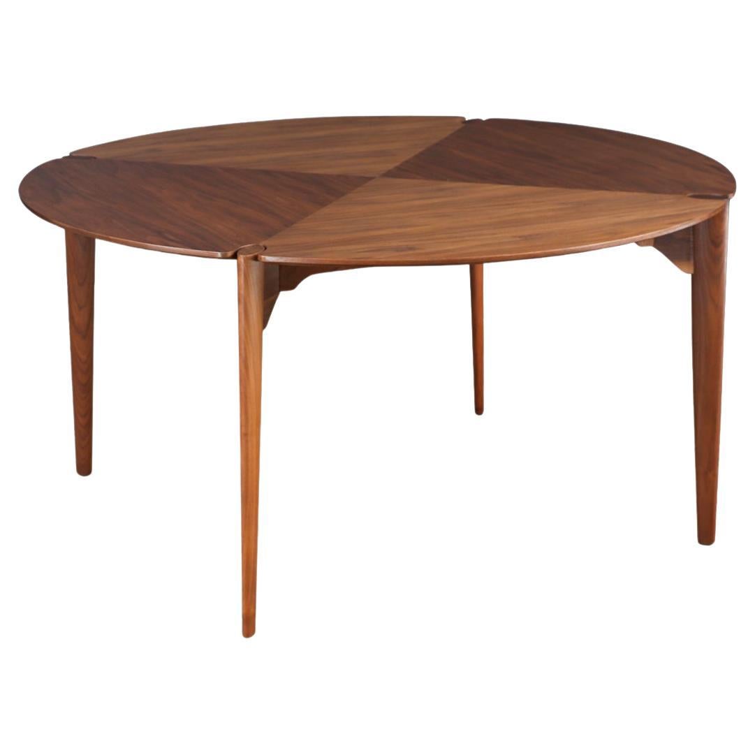 Expertly Restored - John Keal Sculpted Walnut Dining Table for Brown Saltman For Sale