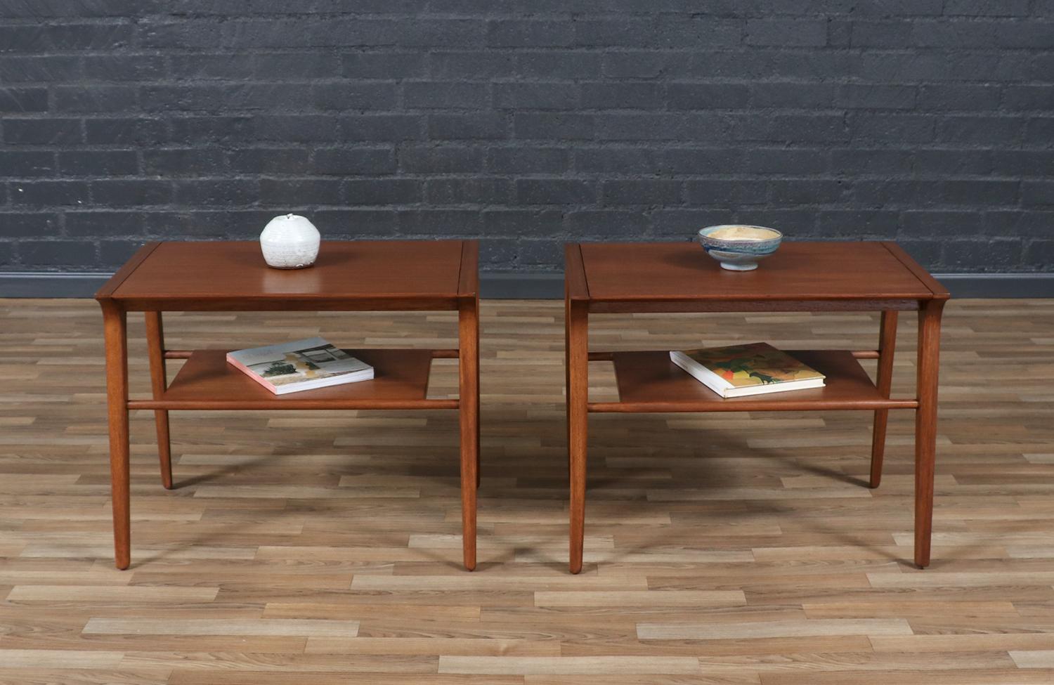 Mid-Century Modern Expertly Restored - John Van Koert “Profile” Two-Tier Side Tables for Drexel For Sale
