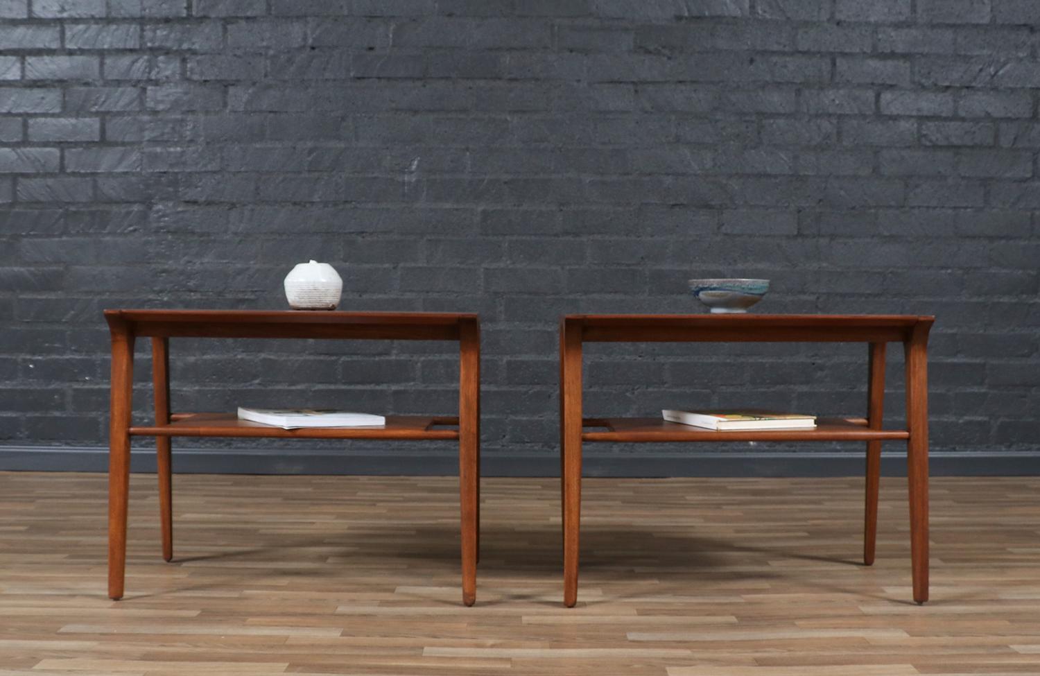 Mid-20th Century Expertly Restored - John Van Koert “Profile” Two-Tier Side Tables for Drexel For Sale