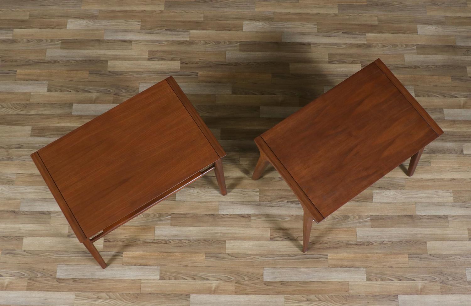 Expertly Restored - John Van Koert “Profile” Two-Tier Side Tables for Drexel For Sale 1