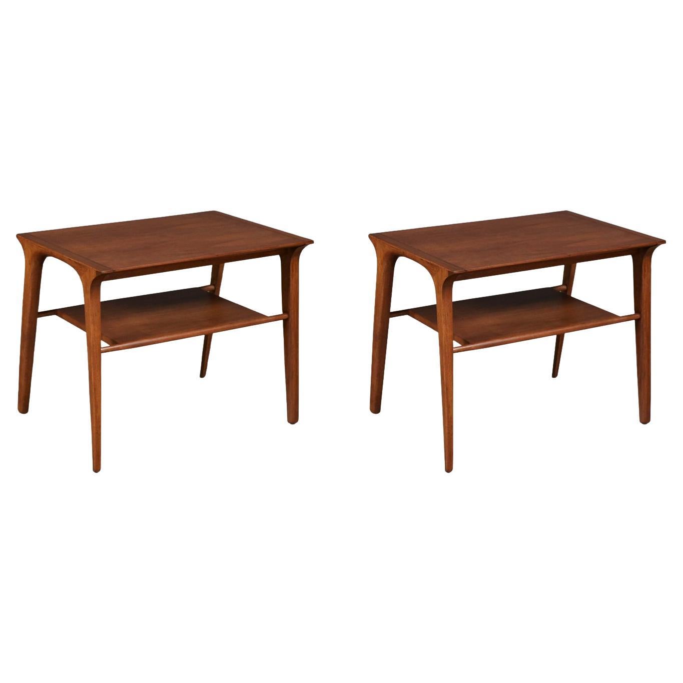 Expertly Restored - John Van Koert “Profile” Two-Tier Side Tables for Drexel