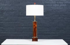Expertly Restored - Laurel Sculptural Rosewood & Brass Table Lamp