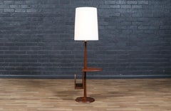 Expertly Restored - Laurel Walnut Floor Lamp w/ Magazine Holder & Tray Table