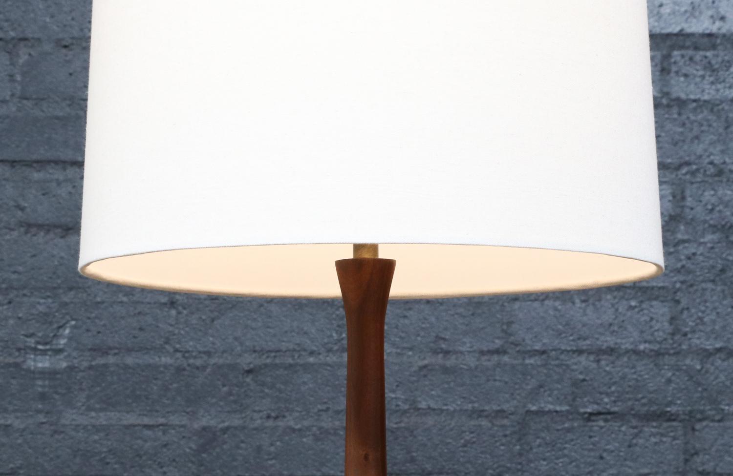 Linen Expertly Restored - Laurel Walnut Floor Lamp w/ Tambour-Door & Cocktail Table For Sale