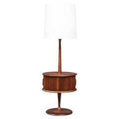 Expertly Restored - Laurel Walnut Floor Lamp w/ Tambour-Door & Cocktail Table