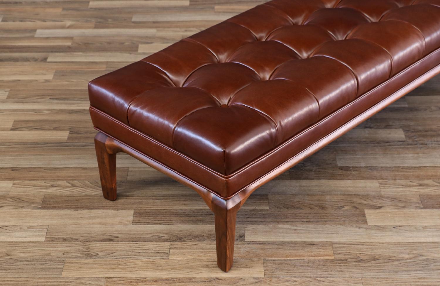 Mid-20th Century Expertly Restored - Maurice Bailey Cognac Tufted Leather Bench