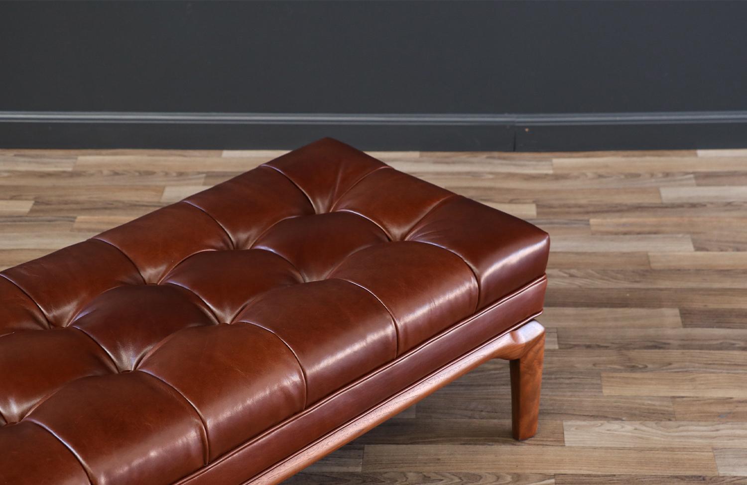 Expertly Restored - Maurice Bailey Cognac Tufted Leather Bench 1