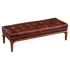 Expertly Restored - Maurice Bailey Cognac Tufted Leather Bench