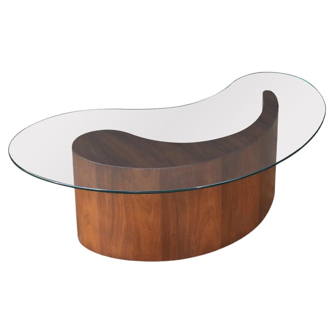 Expertly Restored - Mid-Century Biomorphic Shaped Coffee Table with Glass Top