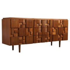 Vintage Expertly Restored - Mid-Century Brutalist "Staccato" Dresser by Lane