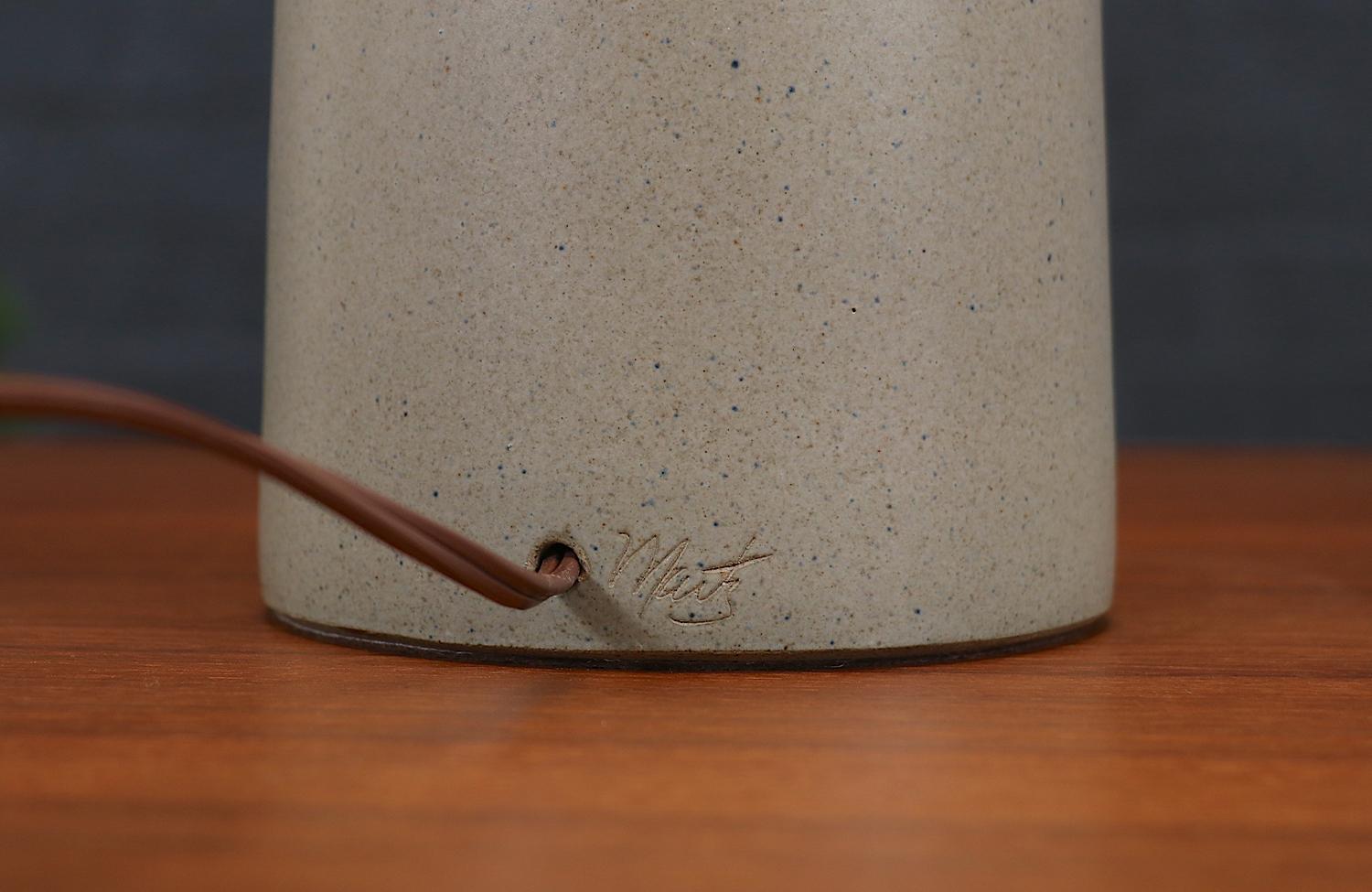 Brass Expertly Restored - Mid-Century Grey Ceramic Table Lamp by Jane & Gordon Martz For Sale