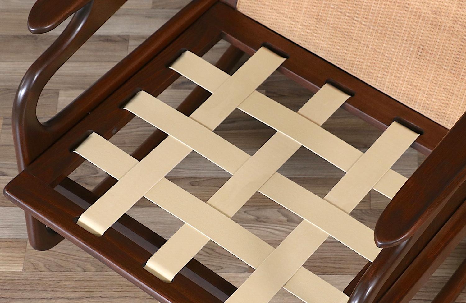 Expertly Restored - Mid-Century Italian Modern Rocking Chair w/ Cane Backrest For Sale 3