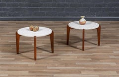 Expertly Restored- Mid-Century Italian Modern Travertine & Sculpted Side Tables