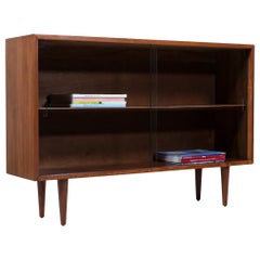 Retro Expertly Restored - Mid-Century Modern Bookcase with Glass Sliding Doors