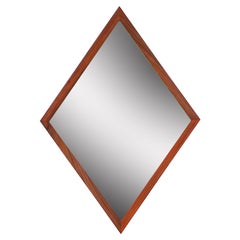 Expertly Restored - Mid-Century Modern Diamond Shape Rosewood Mirror