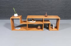 Expertly Restored - Mid-Century Modern Modular Oak Bookshelf Credenza