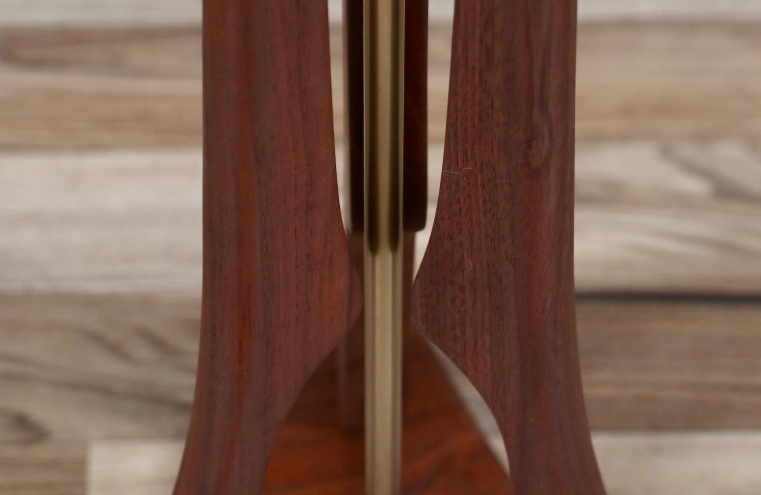 Expertly Restored - Mid-Century Modern Sculpted Korina Wood & Brass Floor Lamp 5