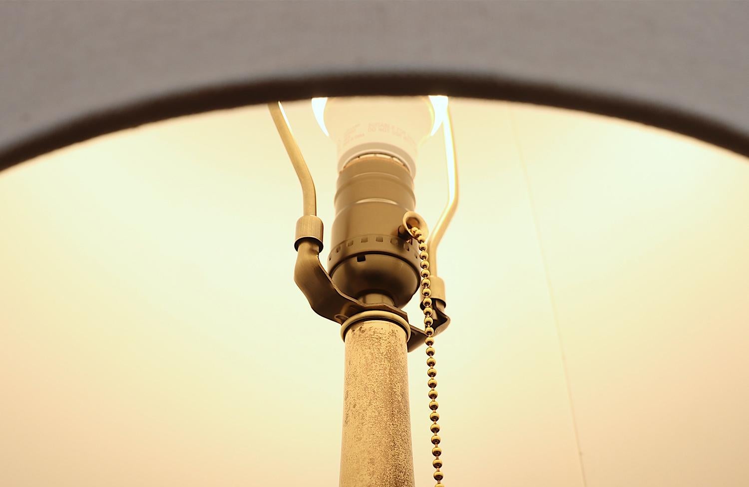 Expertly Restored - Mid-Century Modern Sculpted Korina Wood & Brass Floor Lamp 6